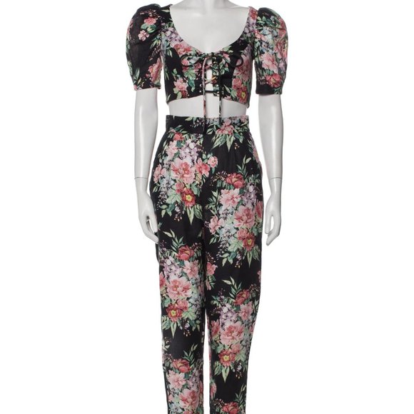 ZIMMERMANN Bellitude Tuck Floral-Print Linen Set Top Zimm Sz 1 /Bottom Zimm Sz 2 - Picture 9 of 16